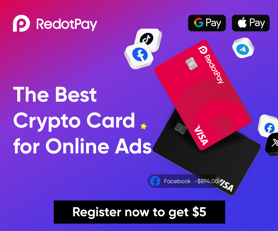 RedotPay β The Best Crypto Card for Online Ads. Register to get $5